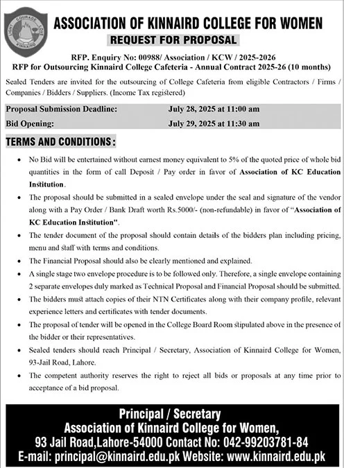 Association of Kinnaird College For Women Lahore Tender Notice-4